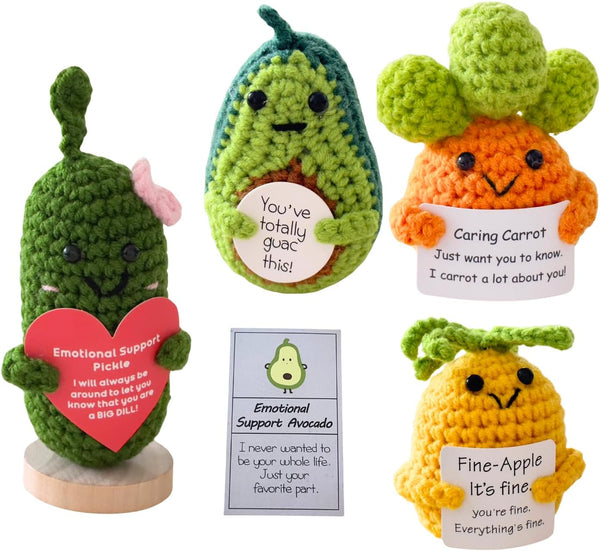 Jpaklpe 4PCS Cute Crochet Funny Gifts, Handmade Emotional Support Knitted Potato with Positive