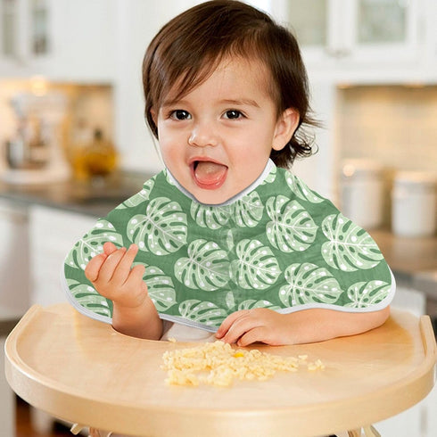 GOODOLD Set 1 Pack Green Monstera Leaves Muslin Baby Burp Cloths - Super Absorbent and Soft Burping Rags - Cotton Burp