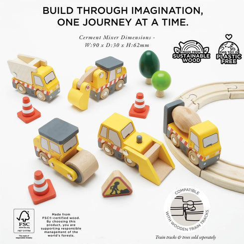 Set Le Toy Van Wooden Construction Vehicles