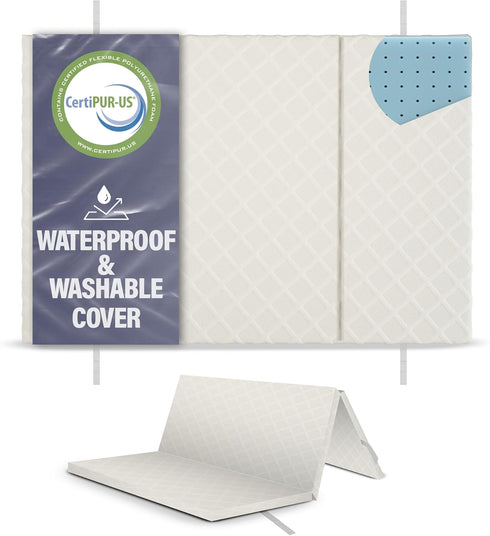 Sleepah Pack and Play Mattress Waterproof & Washable Cover Foldable Tri-Fold Pad