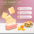 TOOGE Cute Toast Lamp, Small Desk Lamp, Night Light, Rechargeable, Pink, Plastic, Kawaii Decor for Bedroom, Table