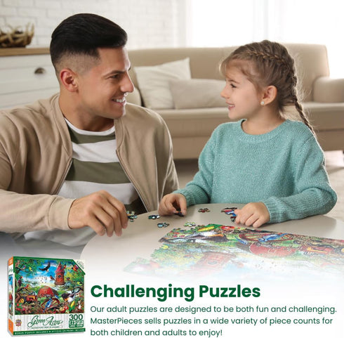 300 18"x24" MasterPieces - Piece Jigsaw Puzzle, Large EZ Grip Shapes, Afternoon Siesta, Fun for Adults, Seniors