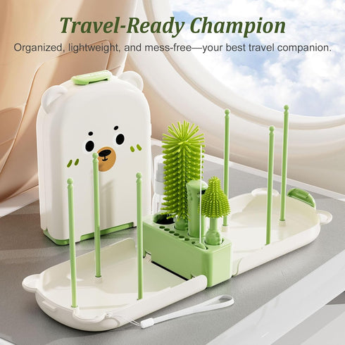 6-in-1 Set Travel Baby Bottle Cleaner Kit with Storage Case Compact Bottle Brush for Infant Feeding, Breast Pump Parts