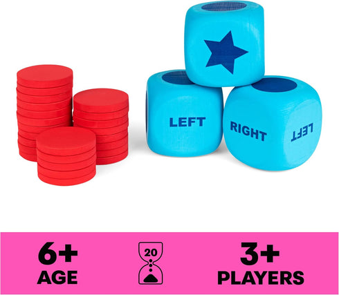 Giant Left Center Right, Classic Family Board Game with Big Oversized Dice & Tokens for Kids and Adults Ages 6+