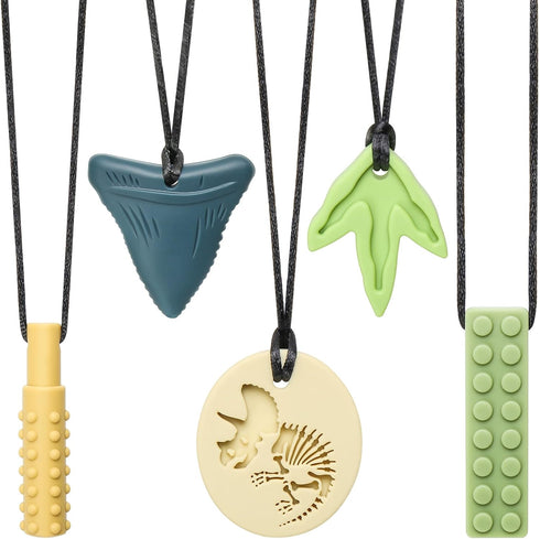 MISSLILI Sensory Chew Necklaces for Aggressive Chewers - Silicone Chewelry for Autism,