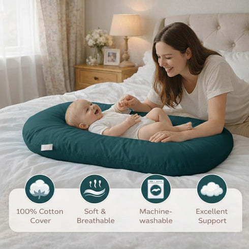 0-12 Baby Lounger for Newborn,Baby Play Mat Soft Cotton for Playtime & Sitting,Flat Babies Essentials Gifts Awake-Time