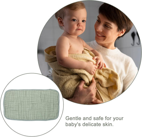 MUELODSIC 6-Layer 2550cm Set 6 Cotton Towels Muslin Burp Cloths Soft Washcloths for Newborns Dark Green of for Bathing