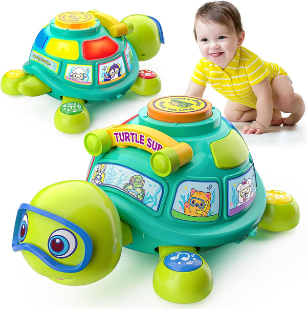 Educational Baby Toys 6-12 Month, Musical Crawling Turtle, Infant Toys for 6