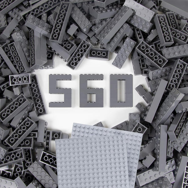 Cabeeskii 560 Pieces Dark Grey Classic Building Blocks Bulk with 2 Base