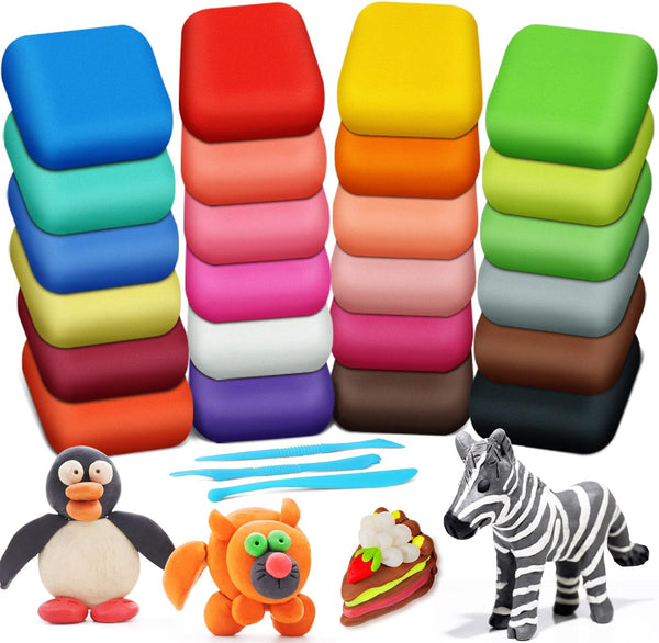 ESSENSON Magic Clay - Air Dry Clay 24 Colors, Soft & Ultra Light Modeling Clay with Tools, Gifts for Kids Age 3-8+.