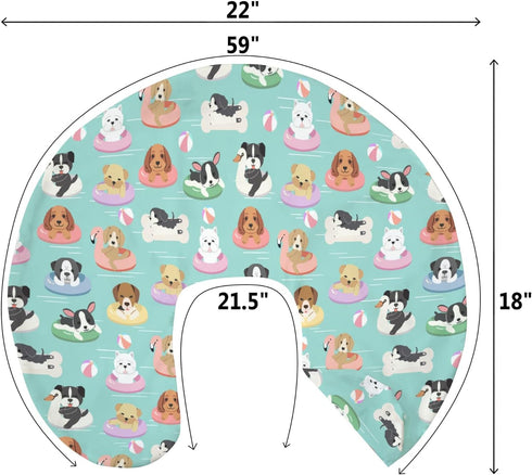 Summer Cute Dogs on Floats Baby Nursing Pillow Covers for Boy Girl Puppy Pool Party Nursery Feeding Pillowcase