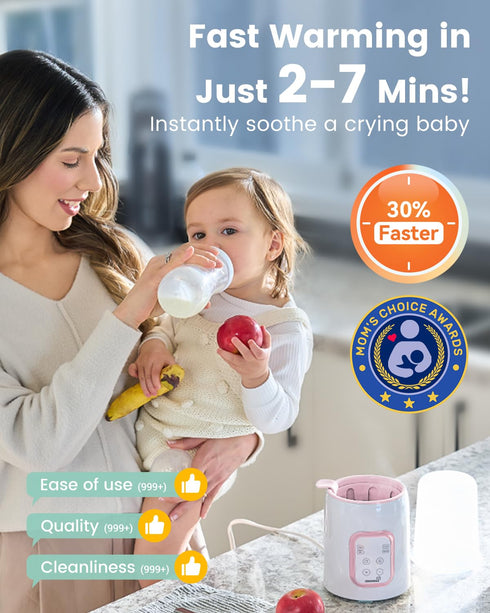 Grownsy Bottle Warmer, Fast Baby Bottle Warmer for All Bottles, Milk Warmer for Breastmilk or Formula, Smart