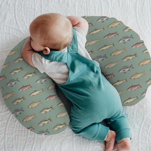 Lake Fishing Baby Nursing Pillow Covers for Boy Girl Freshwater Fishes Nursery Feeding Pillowcase for Breastfeeding