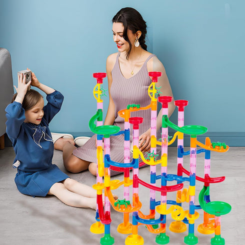 LovesTown 133PCS Marble Run Set, Educational Toy for Kids, Construction Building Blocks for 2-4 Players