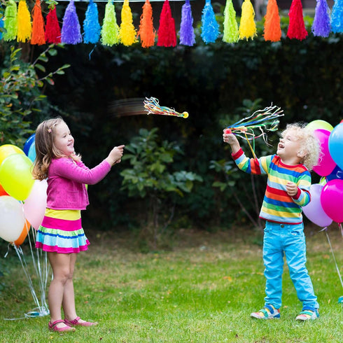 Hungdao Comet Balls - Large Rubber Bouncy Balls with Colorful Streamers, 30 Pcs Party Favors for Kids