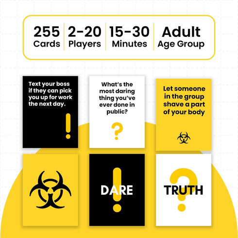 MY HERO CARDS 250+ Truth or Dare & Consequences Card Game for Adults - Card Game for Adult Game Nights with Friends