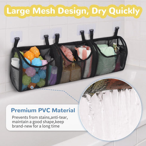 Bath Toy Storage, Detachable Holder with 6 Compartments, Mesh Shower Caddy for Easy Access & Sorting