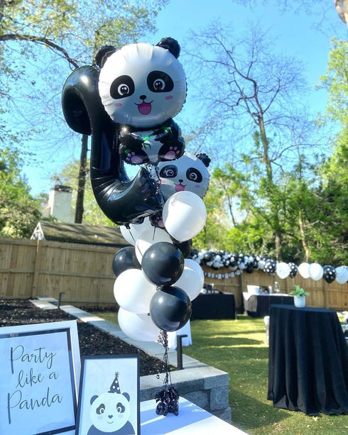 2 Pcs Panda Large Mylar Foil Balloons, Jungle Safari Animals Theme Birthday Party Decorations, Kids Gift Shower Decor