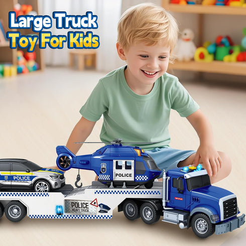 21" 3 4 5 6 3 1 3 4 5 6 SpringFlower Semi Truck Toy, Year Old Boys Toddlers Police Truck Toy with Racing Car