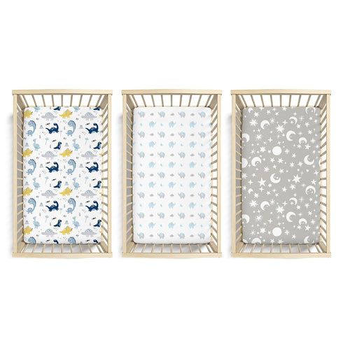 3 Pack, 28"x 52" Set Plushii Crib Sheets for Baby Boys Extra Soft Microfiber Crib Sheet for Baby Crib Mattress Sheet