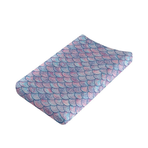 Mermaid Fish Scale Pattern Changing Pad Covers - Soft Changing Table Covers Fit 32"X16", Colorful Marine Print