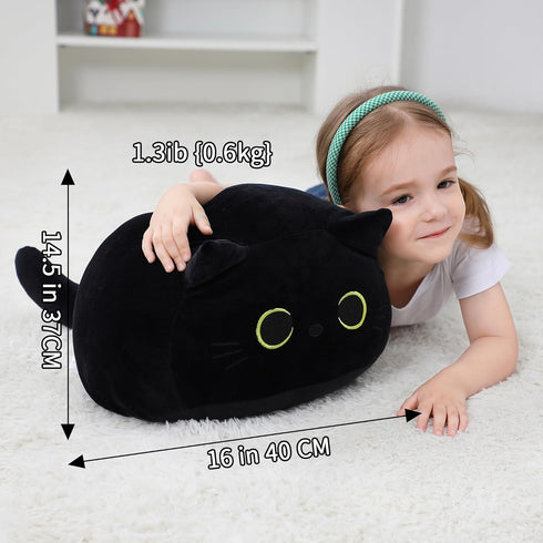16'', WeBingo Black Cat Plush Toy Giant Cat Stuffed Animal Plushies Pillow for Girl Boy Kid Adult, Large Big Soft Gift