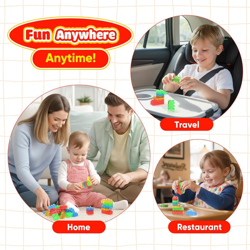 24PCS Playset LESONG Sensory Building Toys for Toddlers: Squeezable Silicone Stacking Toys Early Learning Construction