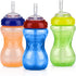 Nuby No-Spill Sippy Cup with Flex Straw - 10-Ounce Bottles (3-Pack) - Neutral Color Training Cups for Toddlers 12+