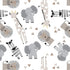 100% Lambs & Ivy Jungle Safari Cotton White/Gray Elephant/Lion Fitted Crib Sheet