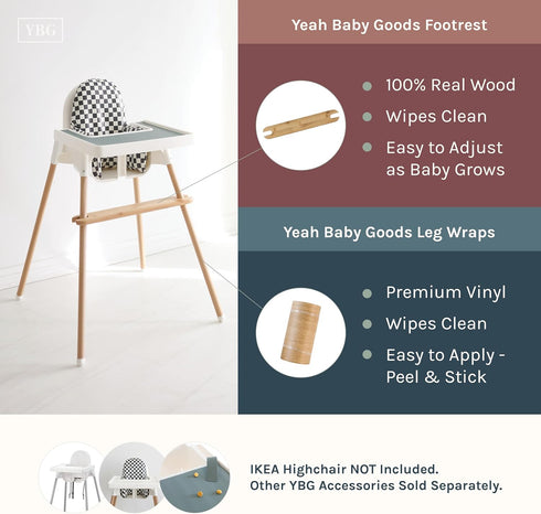 Set Yeah Baby Goods Adjustable Footrest & Leg Wrap Compatible with the IKEA Antilop Highchair (Cherry) - High Chair