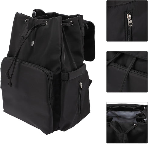 PERSELOSO Backpack Diaper Bag for Mom with Wet and Dry Separation, Drawstring Closure, Large Capacity Black Travel