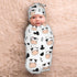 Cute Cow Print Swaddle Blanket Hat Set for Boys Girls, Soft Newborn Sleeping Sack Receiving Blanket Shower Gift