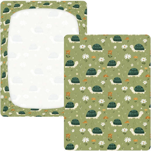 miaozhen 1 Pack 52x28 Cotton Baby Crib Sheets for Boys Girls Soft Cute Cartoon Seasons Turtles Muslin Crib Sheets