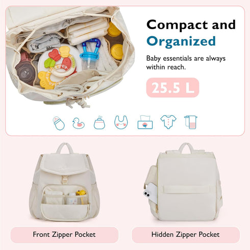 mommore Diaper Bag Backpack, Lightweight Small Travel Diaper Backpack with Drawstring and Stroller Straps