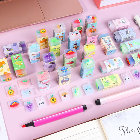 Cute Animal Erasers for Kids, Bulk Pack, Assorted Designs, Back to School Supplies (35)