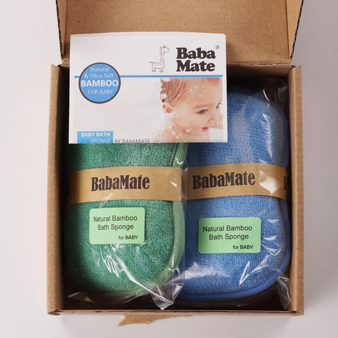 Baby Bath Sponge - Ultra Soft Sponge for Bathing, Kids Bath Sponges for Infants, Toddler Bath Time, 2 Count (Green Blue)