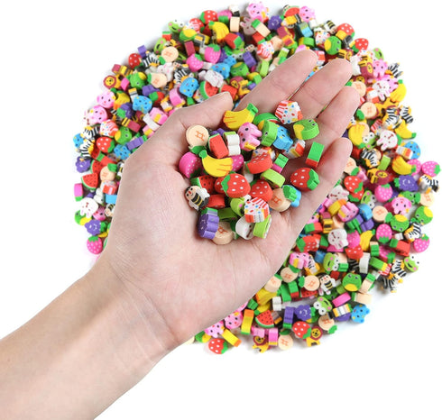 1000 Pieces Mini Animal Fruit Erasers for Kids Bulk, Cute Pencil Assortment for Home School Work Rewards