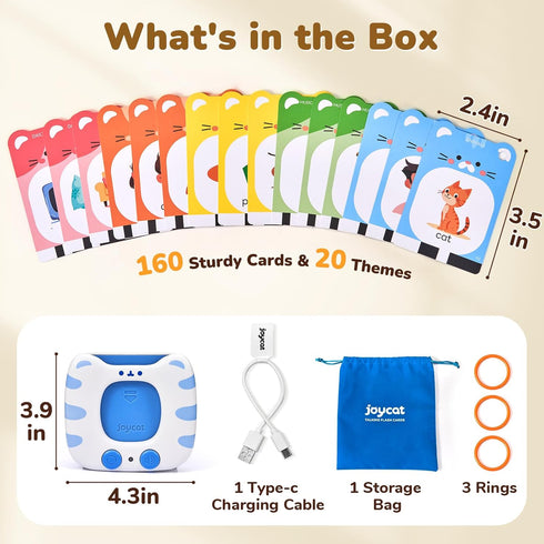 3-5, 314 JoyCat Talking Flash Cards for Toddlers Words with Durable Thick Cards & Clear Audio, Easy to Slide