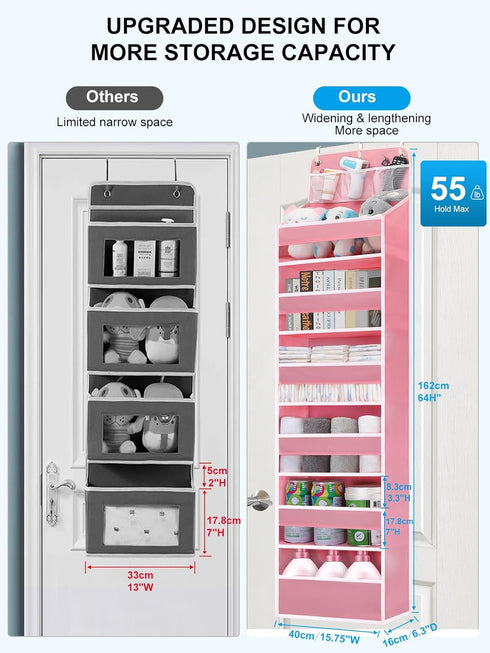 Closet (6 Over Door Hanging Organizer, No Tilt Baby Organizer for Diaper Kids Toys, Hanging Organizer Storage