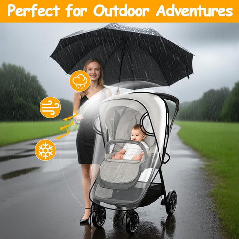 Eiszhjk Rain Cover Compatible with Nuna Stroller - Waterproof Stroller Rain Cover, Windproof Travel Weather Shield