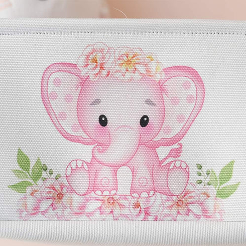 INough Pink Basket Elephant Storage Bins for Kids, Collapsible Storage Basket for Toys and Clothes, Medium