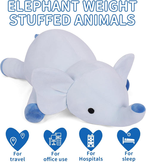 24", 4.2 WeBingo Weighted Elephant Stuffed Animals Pounds Blue Weighted Plush for Kids Adults Boys Girl, Cute Plushies