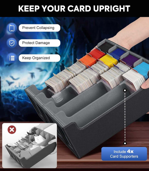 MoKo Card Storage Box for Trading Cards, 3000+ MTG Deck Box with 24 Colorful Dividers & 4 Card Supporters