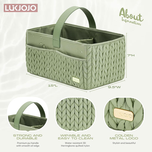 Luxurious Baby Diaper Caddy, Nursery Storage Basket for Newborn Essentials, Travel Baby Basket for Diapers Baby Wipes