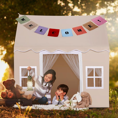 Kids Tent with Mat,Play House for Kids Indoor Outdoor,Play Tent Princess Fort Castle Playhouse for Girls Boys