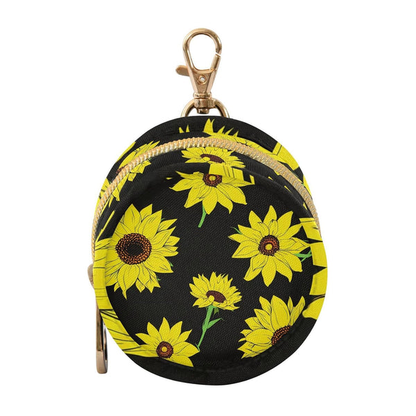 YETTASBIN Sunflowers Portable Pacifier Holder Case with Metal Hook Buckle & Zipper for