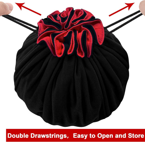 SIQUK Large Dice Bag with Pockets, Drawstring Storage Bag for DND, RPG, MTG Table Games, Holds over 300 Dice (Black &