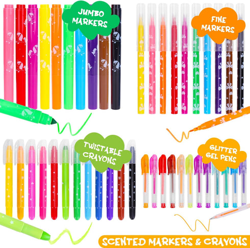 Fruit Scented Washable Markers Set for Kids - Unicorn Pencil Case, 48PCS Art Supplies for Age 4-8, Birthday Gifts