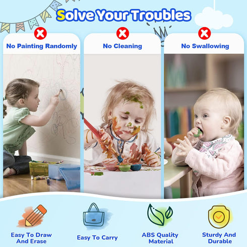 1-2 1 2 3 Kikidex Magnetic Drawing Board, Toddler Girl Toys for Year Old, Doodle Board Pad Learning and Educational