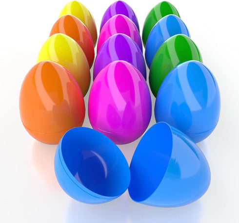 6 Inch 12-Pack 6" (12-Pack) Jumbo Fillable Easter Eggs, Colorful Bright Plastic Easter Eggs, Perfect for Easter Egg